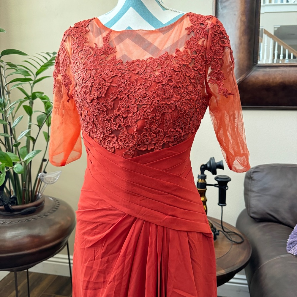 Red Long Wedding Dress Size: 10